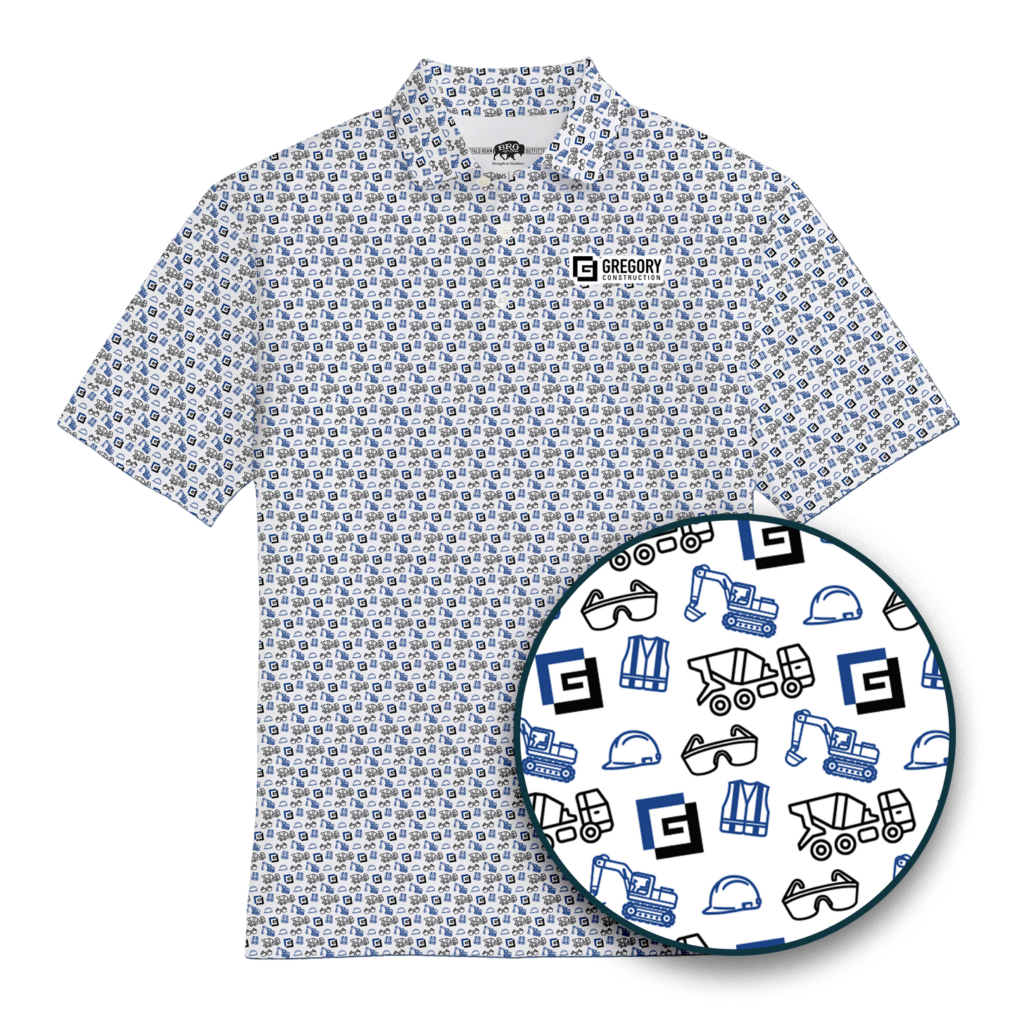 Gregory Construction - White with Blue Icons and Black Logo