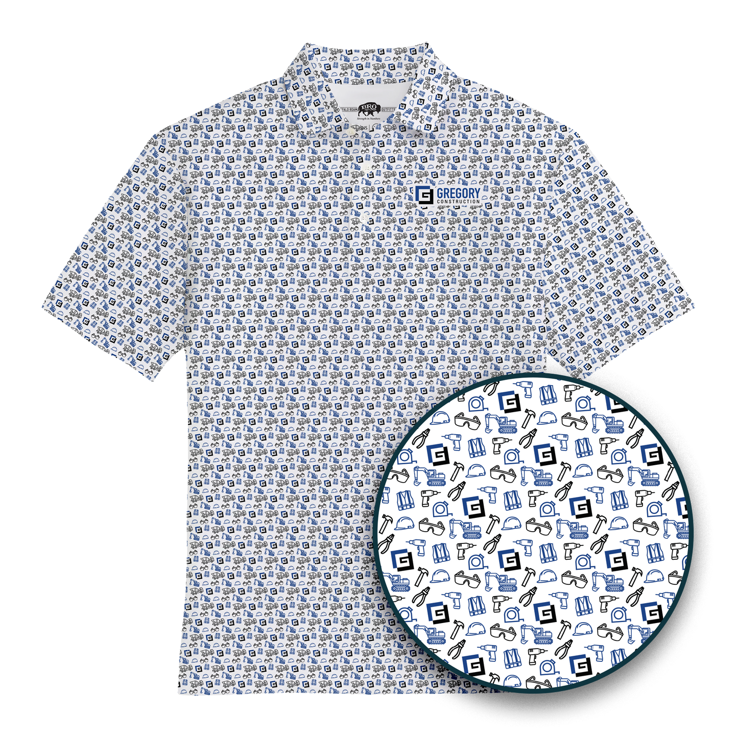 Gregory Construction - White with Blue Icons and Logo