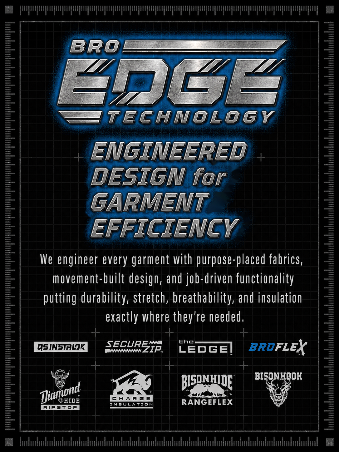 BRO EDGE workwear technology system by Buffalo Roam Outfitters
