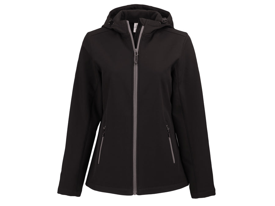 Cutter & Buck Clique Tempo Recycled Stretch Softshell Womens Full Zip Hooded Jacket - Dunn Gear