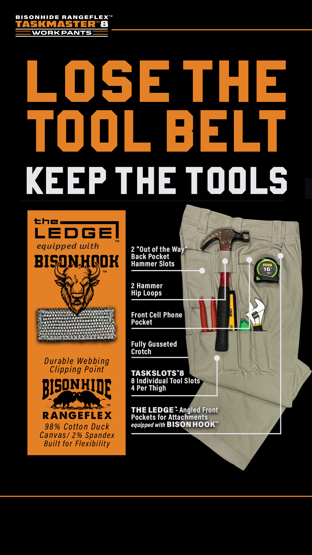 BRO TaskMaster 8 work pants and shorts built for jobsite performance