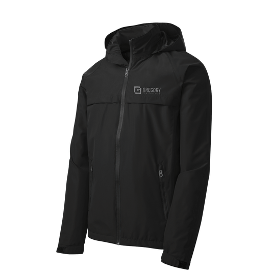 Gregory Construction - Tall Torrent Waterproof Jacket in black, lightweight and breathable with moisture-wicking properties.