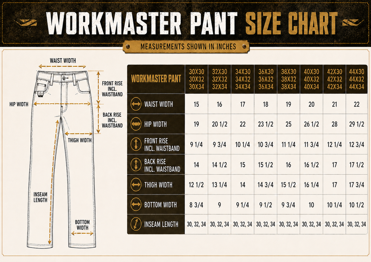 Product size chart